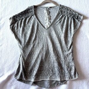 ELENA BALDI M Medium‎ Gray Cap Sleeve Italy Luxury Blouse Top Viscose